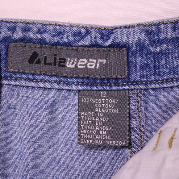 LizWear Skirts Womens Sze 12 Blue Mini Skirt 100% Cotton Denim - (28.75 x 20.25) - Picture 9 of 13